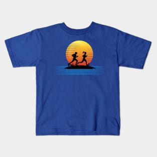 Sunset man-woman running Kids T-Shirt